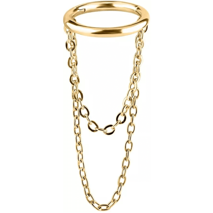 Dangling Chains Helix Clicker Ring - Guld Stål