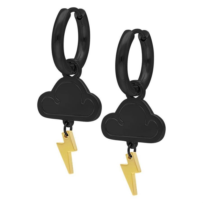 Thunderstorm Black Mini Hoops - Sold in pair