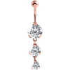 Rosé Triple Diamonds Navelpiercing - Stål