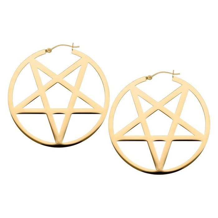 Guldiga Pentagram Hoops - Säljs i par