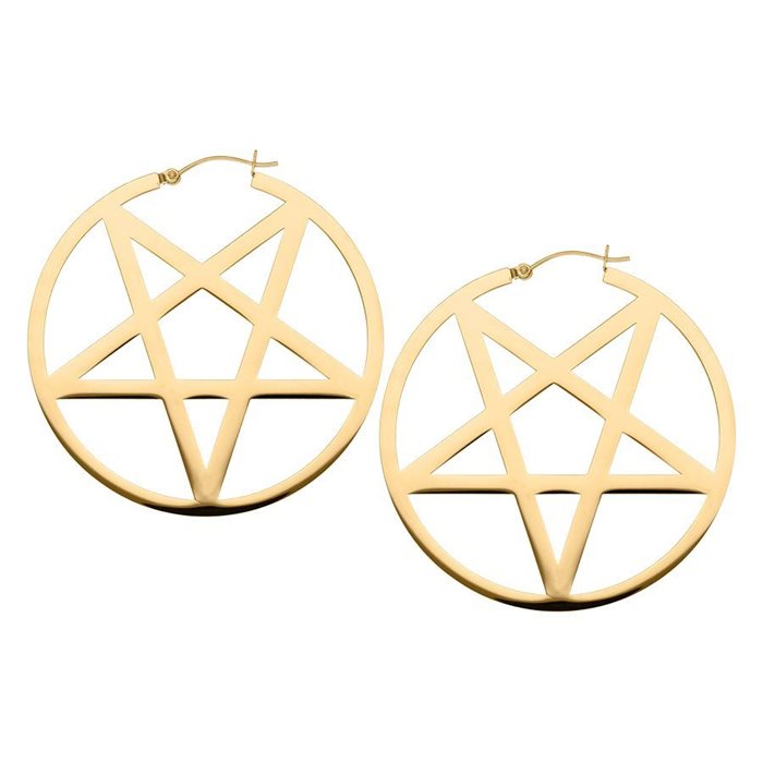Big Golden Pentagram Hoops - Sold in Pair