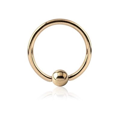 18k Guld Ball Closure Ring med Solid kula