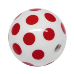 Acrylic-Threaded-Design-Ball-13---Red-Polka-Dot-On-White