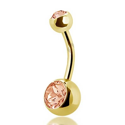 Product Image for Navelpiercing - Navelpiercing med Dubbla Stenar - Guld Stål, Champagne - Barbarella