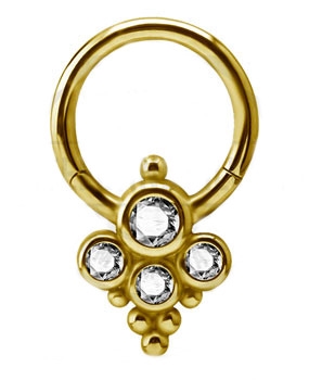 Flat Back Bindi Cluster Hinged Clicker - Guld Stål