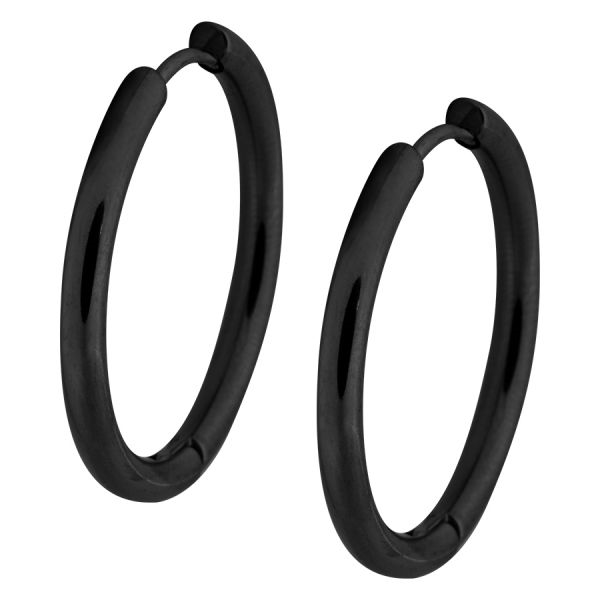 Small Black Hoops - 20 mm (sold in pair)