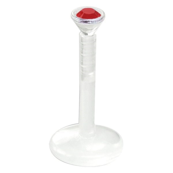 Product Image for Läpp-piercing - Push-Fit Jewelled Labret - Clear Bioplast® Stem, Röd - Barbarella