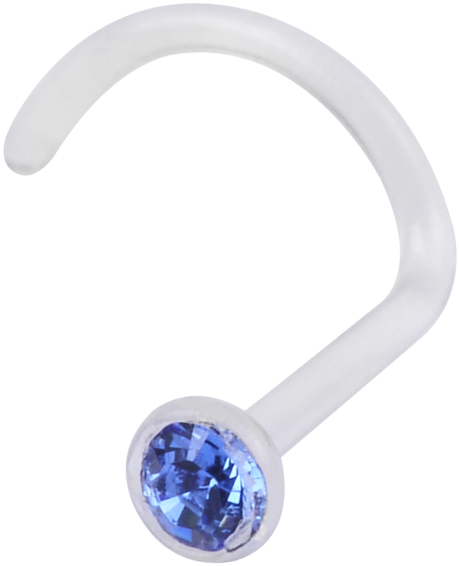Product Image for Näspiercing - Nässkruv med sten - Genomskinlig BioPlast®, Safirblå - Barbarella