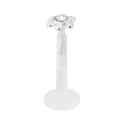 Jewelled Silver Flower Bioplast® Push-fit Labret 