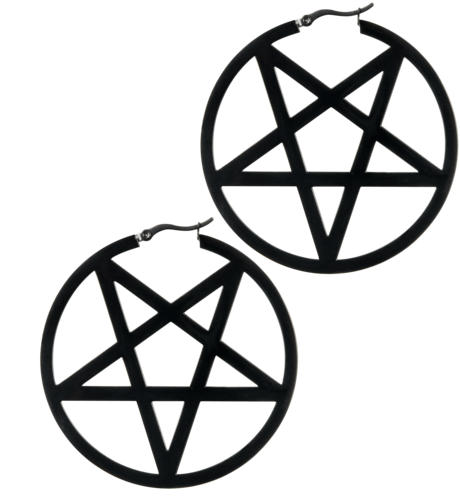 Big Black Pentagram Hoops - sold in pair