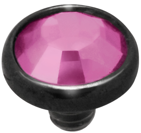 Product Image for Piercing toppar - Invändigt Gängad Dermal Topp med Sten - Svart Titan, Rosa - Barbarella
