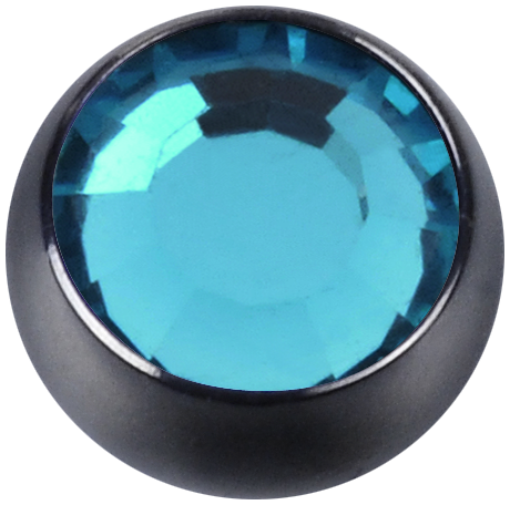 Product Image for Piercing toppar - Svart Gängad Kula med Sten - Stål, Turkos - Barbarella