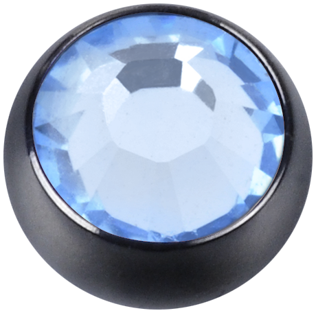 Product Image for Piercing toppar - Svart Gängad Kula med Sten - Stål, Ljusblå - Barbarella