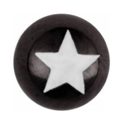 Product Image for Piercing toppar - Kula med Stjärna - Svart Titan, Vit - Barbarella