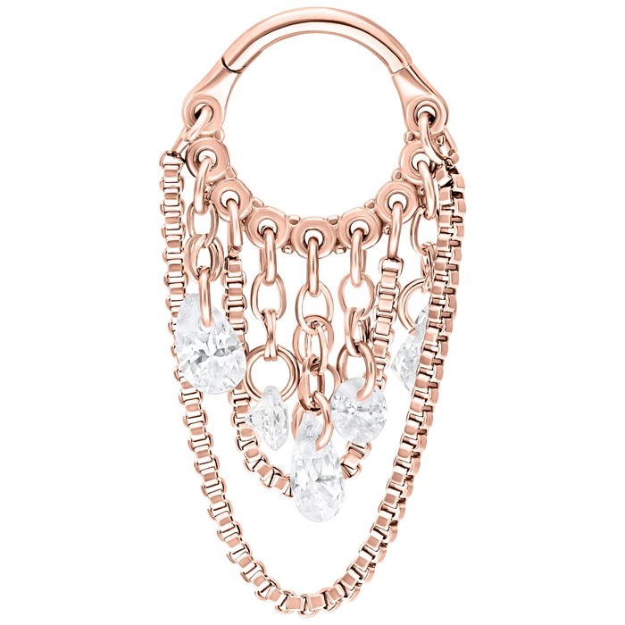 Hinged Ring Chains & Stones - Rosé