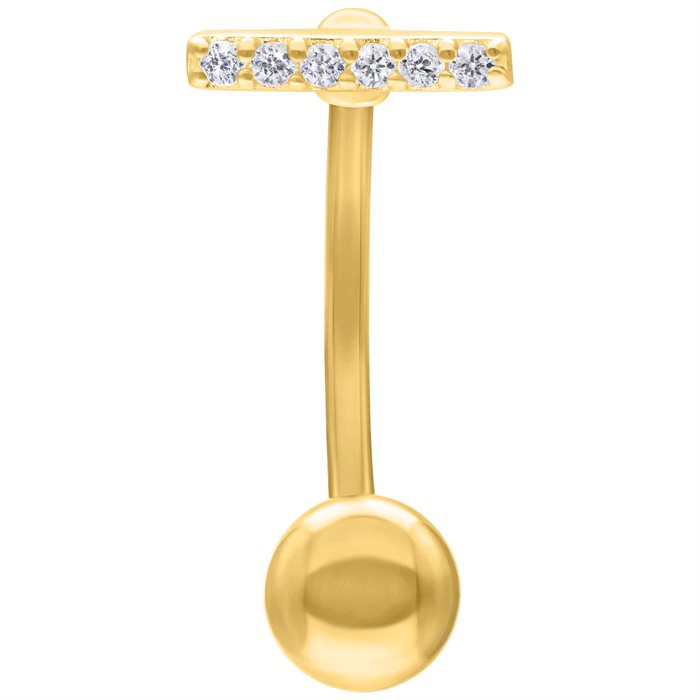 Product Image for Piercing labret - Mini Crystal Bar Bananabell - Guldigt Stål - Barbarella