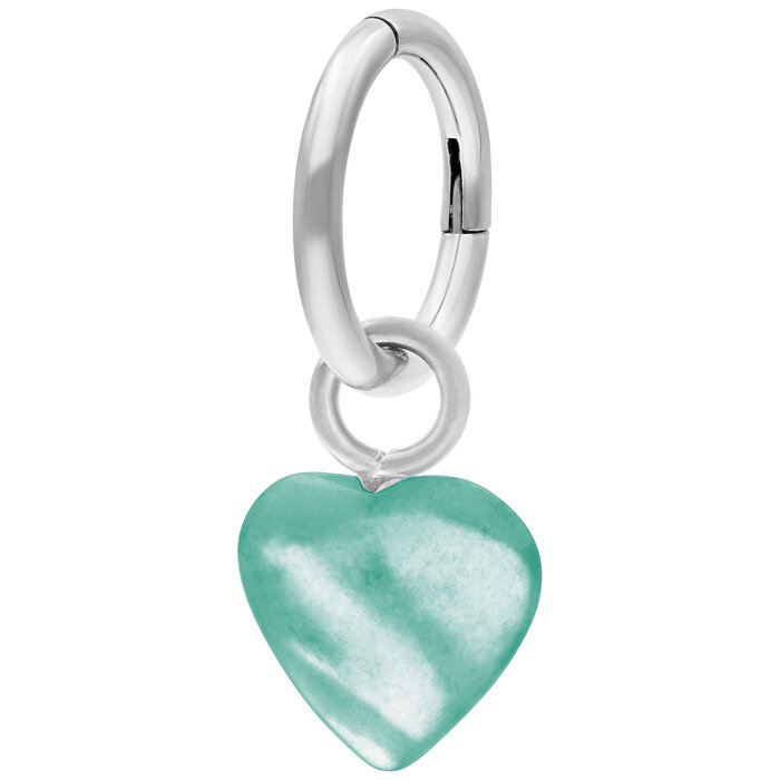 Product Image for Navelpiercing - Hinged Clicker Ring med Stenhjärta, Grönt Hjärta - Barbarella