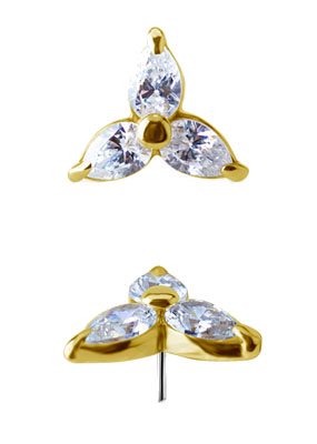 18ct Gold Pear shaped Zirconia Disc for Threadless Stav