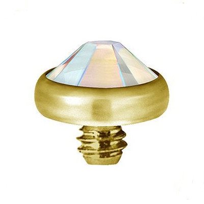 Product Image for Piercing toppar - Invändigt Gängad Micro Dermal Topp med Sten - Guld Titan, Kristall - Barbarella