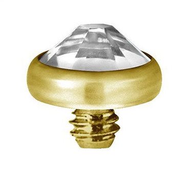 Product Image for Piercing toppar - Invändigt Gängad Micro Dermal Topp med Sten - Guld Titan, Vit Kristall - Barbarella