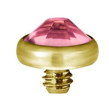 Product Image for Piercing toppar - Invändigt Gängad Micro Dermal Topp med Sten - Guld Titan, Rosa - Barbarella