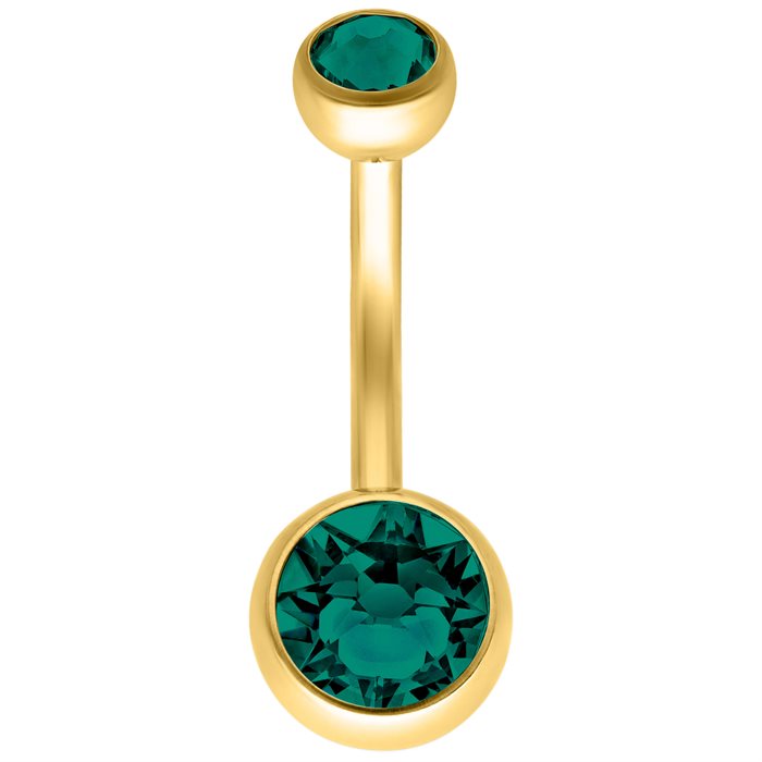 Guldig Navelpiercing med Dubbla Stenar - Titan