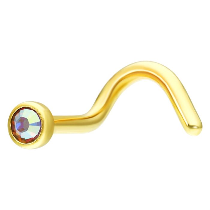Product Image for Näspiercing - Nässkruv med platt sten - Guld Titan, Kristall - Barbarella