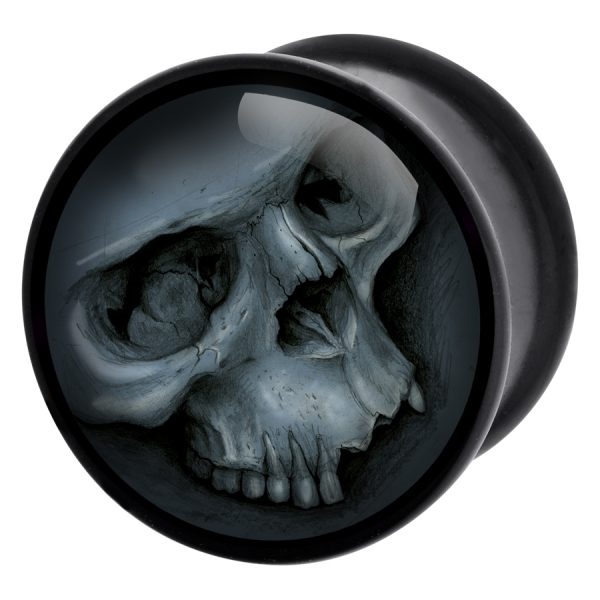 Grey Matted Skull Plug - Right 