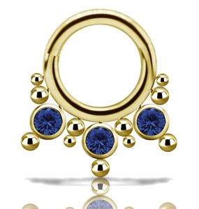 Product Image for Septumpiercing - Cluster Clicker w. Swarovski Zirconia Stones 03- Guld Titan - Barbarella