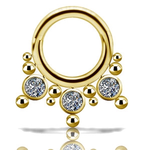 Cluster Clicker w. Swarovski Zirconia Stones 03-  Guld Titan