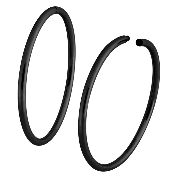 Black Hollowed Hoops - Sold in pair