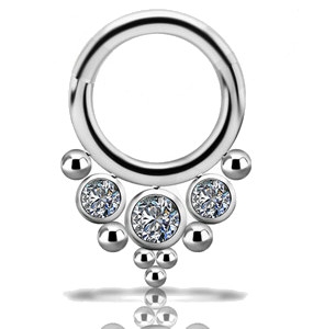 Product Image for Septumpiercing - Cluster Clicker w. Swarovski Zirconia Stones 05 - Titan - Barbarella