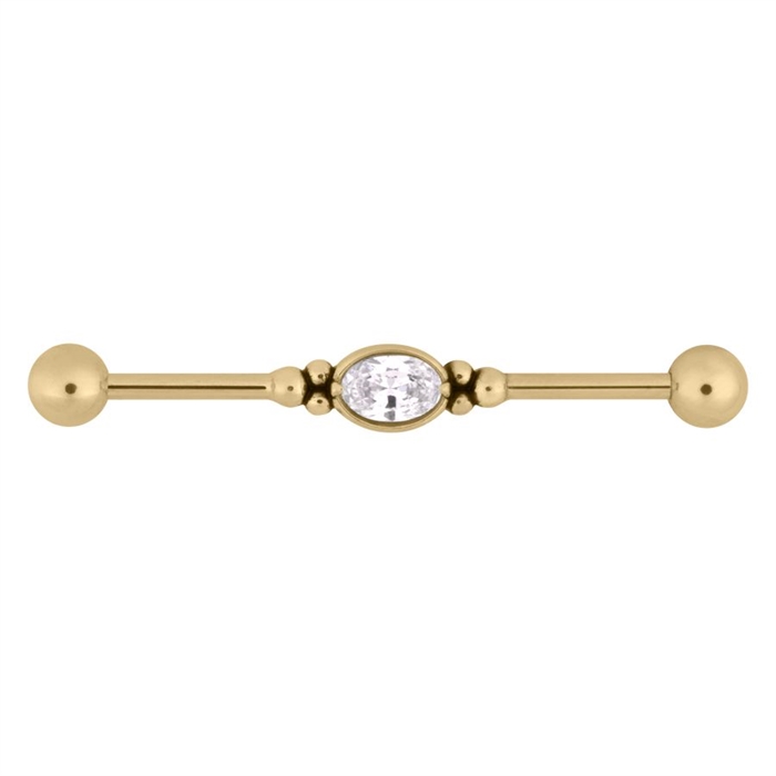 Jewelled Industrial Barbell - Guld Stål
