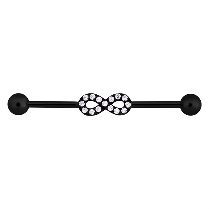 Crystal Infinity Industrial Barbell - Svart Stål