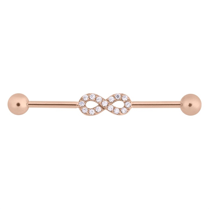 Crystal Infinity Industrial Barbell - Rosé Stål