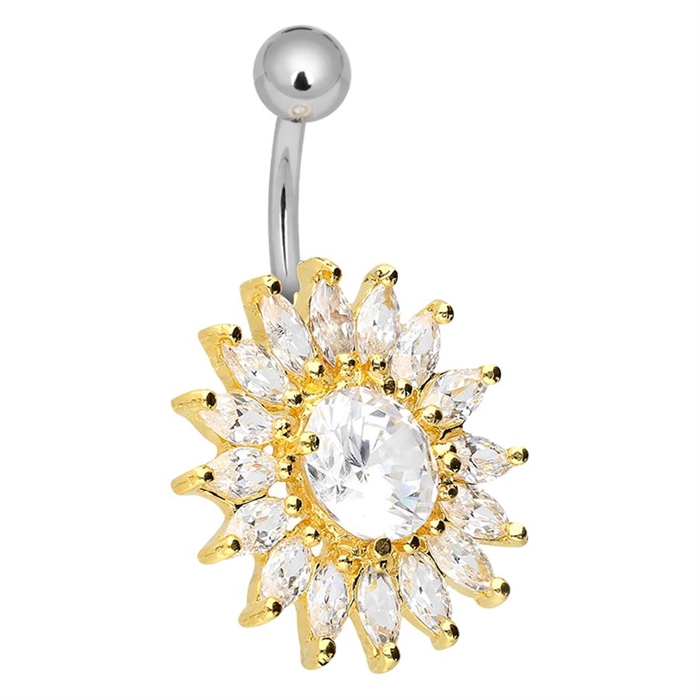 Golden Sun Flower Navelpiercing - Titan