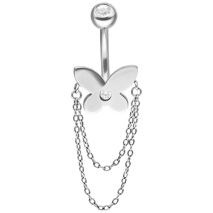 Fjäril med kedja Navelpiercing