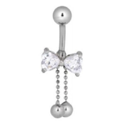 Jewelled Bow & Tie Navelpiercing - Stål