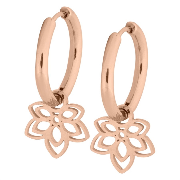 Rosé Flower Mini Hoops - Sold in pair