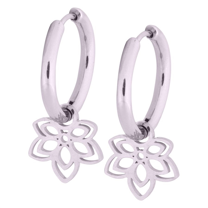 Steel Flower Mini Hoops - Sold in pair