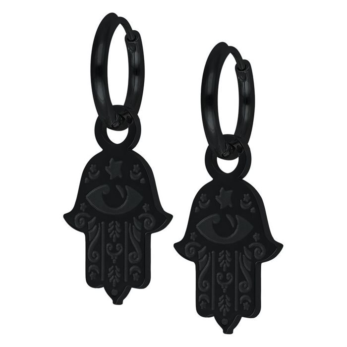 Svarta Hamsa Hand Hoops - Säljs i par