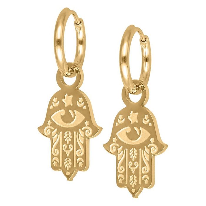 Guldiga Hamsa Hand Hoops - Säljs i par