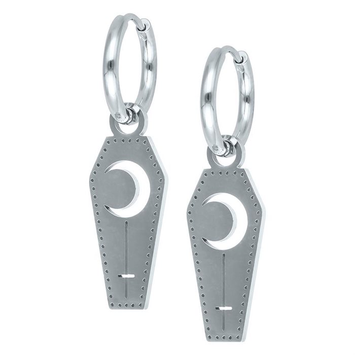 Moon Coffin Steel Mini Hoops - Sold in pair