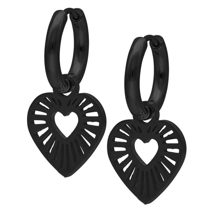 Svarta Radient Heart Hoops - Säljs i par