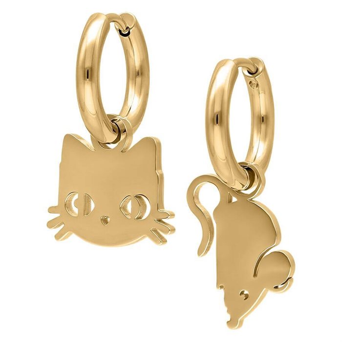 Guldiga Cat & Mouse Hoops - Säljs i par