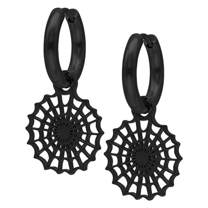 Black Spiderweb Mini Hoops - Sold in pair