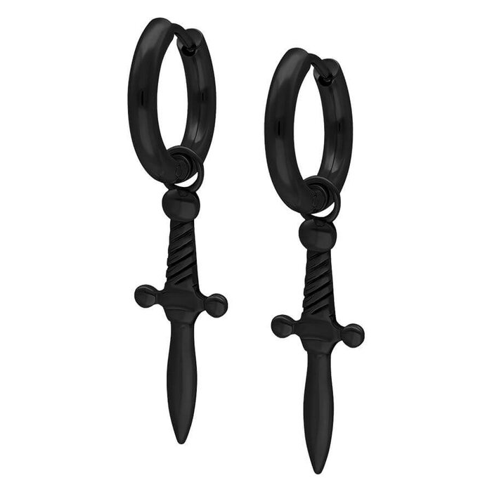 Black Sword Mini Hoops - Sold in pair