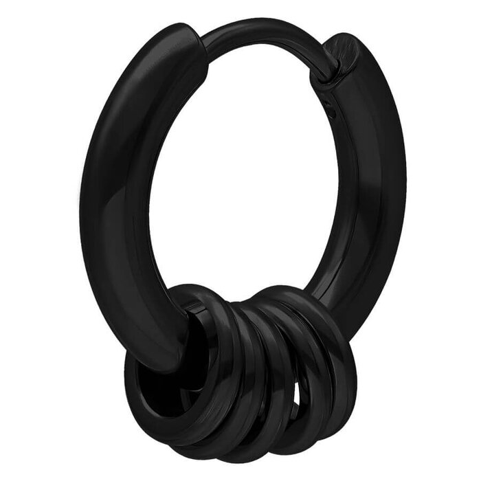 Product Image for Öronpiercing - 5 Rings Svarta Hoops - Sold in pair - Barbarella