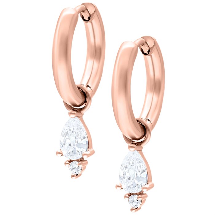 Rosé Crystal Drop Hoops - Säljs i par