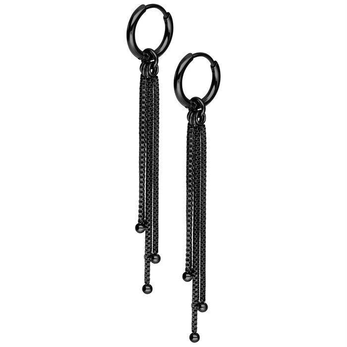 Svarta Square Chains Hoops - Säljs i par